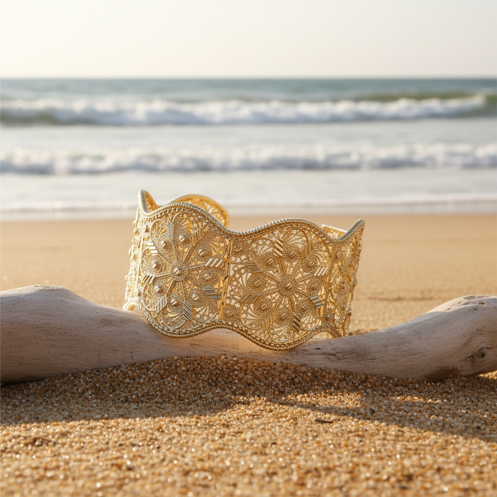 Women's Golden-Plated Hollow Carved Pattern Bracelet
